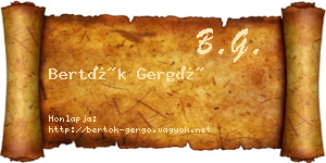 Bertók Gergő névjegykártya